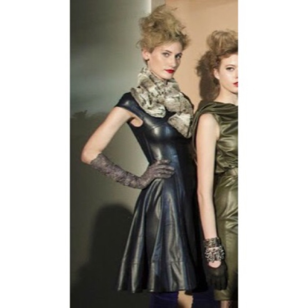 Byron Lars Black Faux Leather Vegan Dress, Size 2